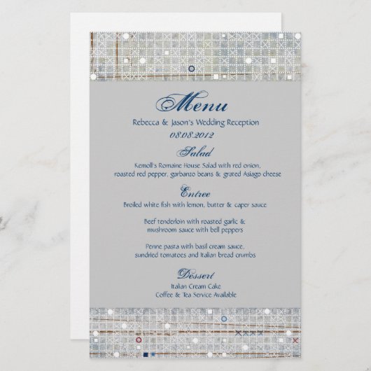 Papier mariage d'hiver bleu moderne (Devant / Derrière)