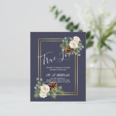 Papier Mariage d'hiver Roses blanches Or Dusty Bleu (Debout devant)