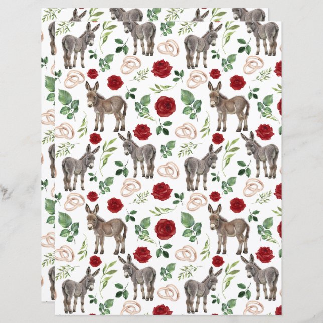 Papier Mariage Donkey en blanc (Devant / Derrière)