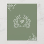 Papier MARIAGE du monogramme de la crête florale verte (Dos)