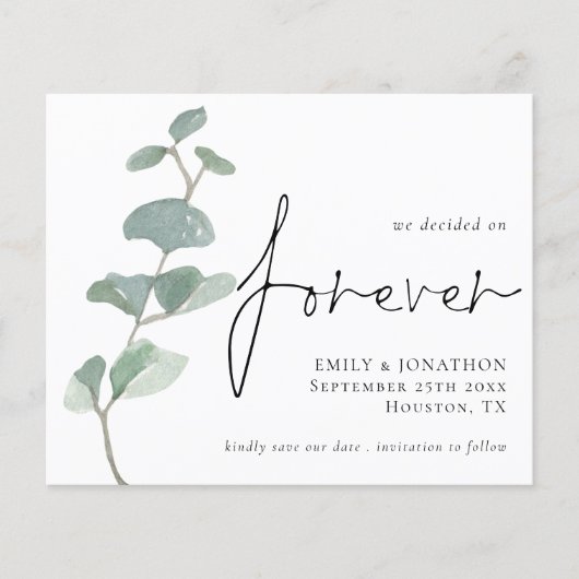 Papier Mariage Économique Eucalyptus Pour Toujours Enregi (Devant)