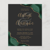 Papier Mariage élégant de coins d'agate vert émeraude fon (Devant)