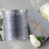 Papier Mariage élégant en métal argenté pailleté