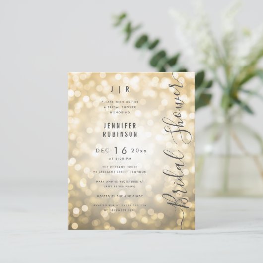 Papier Mariage élégant Lumineuses Moderne Lumières Dorées (Debout devant)