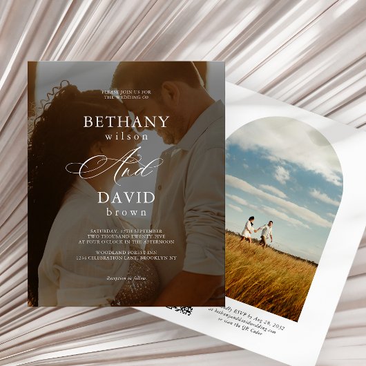 Papier MARIAGE Élégant Moderne 2 Arches Code QR Photo