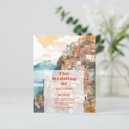 Papier Mariage Élégant Moderne en Italie à Budget Réduit (Debout devant)