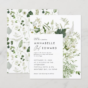 Papier Mariage élégant moderne vert botanique script