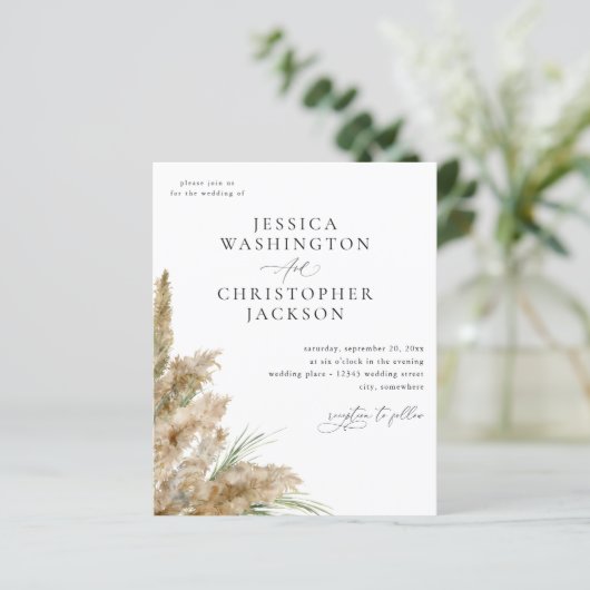 Papier Mariage en herbe de plage Boho Pampas budget (Debout devant)