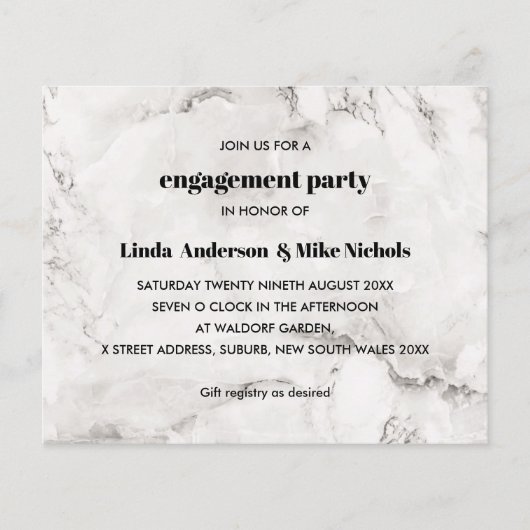 Papier MARIAGE en marbre élégant BUDGET élégant (Devant)