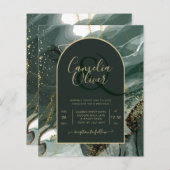 Papier Mariage en marbre moderne Emerald Green Gold Agate (Devant / Derrière)