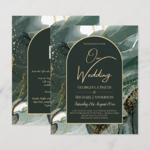 Papier Mariage en marbre moderne Emerald Green Gold Agate