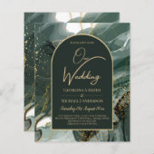 Papier Mariage en marbre moderne Emerald Green Gold Agate (Devant / Derrière)