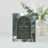 Papier Mariage en marbre moderne Emerald Green Gold Agate (Debout devant)