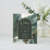 Papier Mariage en marbre moderne Emerald Green Gold Agate (Debout devant)