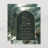 Papier Mariage en marbre moderne Emerald Green Gold Agate (Devant / Derrière)