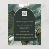 Papier Mariage en marbre moderne Emerald Green Gold Agate (Dos)