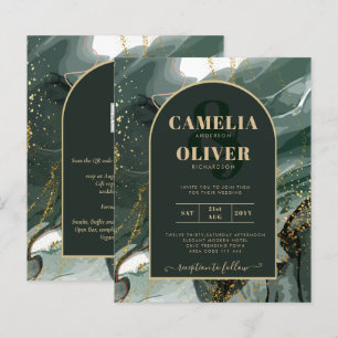 Papier Mariage en marbre moderne Emerald Green Gold Agate