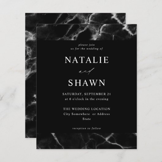 Papier Mariage en marbre noir Budget (Devant / Derrière)