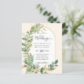 Papier Mariage en or Leaf de plantes modernes Invitation (Debout devant)