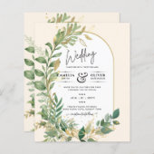 Papier Mariage en or Leaf de plantes modernes Invitation (Devant / Derrière)