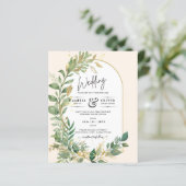 Papier Mariage en or Leaf de plantes modernes Invitation (Debout devant)