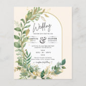 Papier Mariage en or Leaf de plantes modernes Invitation (Devant)
