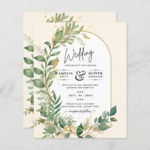 Papier Mariage en or Leaf de plantes modernes Invitation