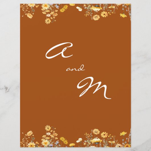 Papier Mariage en terre cuite blanc Fleur sauvage jaune (Dos)