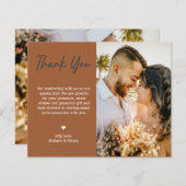 Papier Mariage en terre cuite Merci photo minimaliste (Devant / Derrière)
