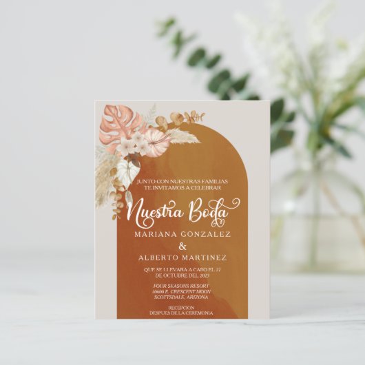 Papier Mariage espagnol Earthy Nuestra Boda Boho Budget (Debout devant)