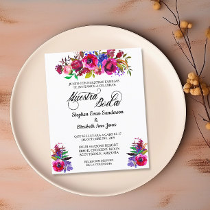 Papier Mariage espagnol Fleur vive Nuestra Boda Invita