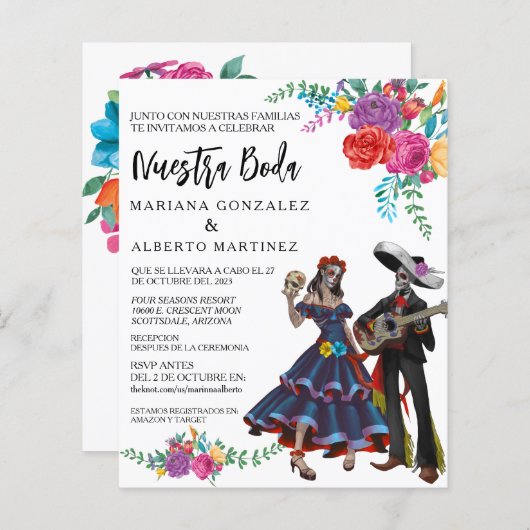 Papier Mariage espagnol Nuestra Boda Jour des Morts (Devant / Derrière)