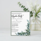 Papier Mariage espagnol Nuestra Boda RSVP Eucalyptus (Debout devant)