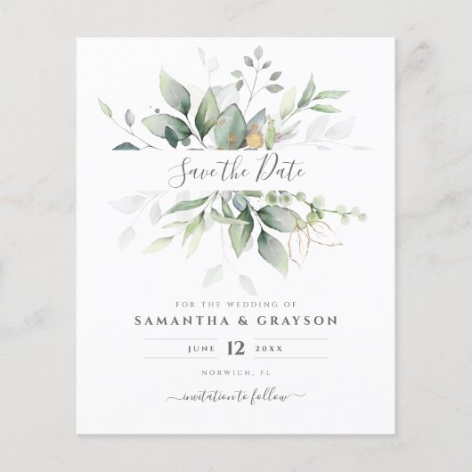 Papier Mariage Eucalyptus Budget Vert (Devant)