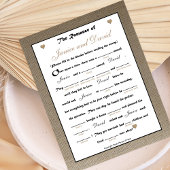 Papier Mariage Fête des mariées Libs Jeu - Burlap