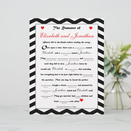 Papier Mariage Fête des mariées Libs Jeu - Chevron (Debout devant)