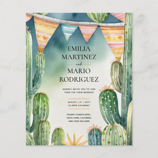 Papier MARIAGE FIESTA - Cactus Moderne (Devant)