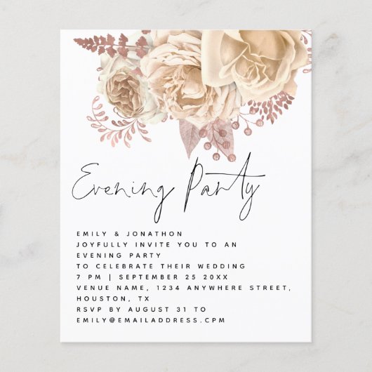 Papier MARIAGE Fleur de crème BUDGET Invitation de soirée (Devant)