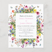 Papier Mariage Fleur sauvage d'aquarelle budgétaire (Devant)