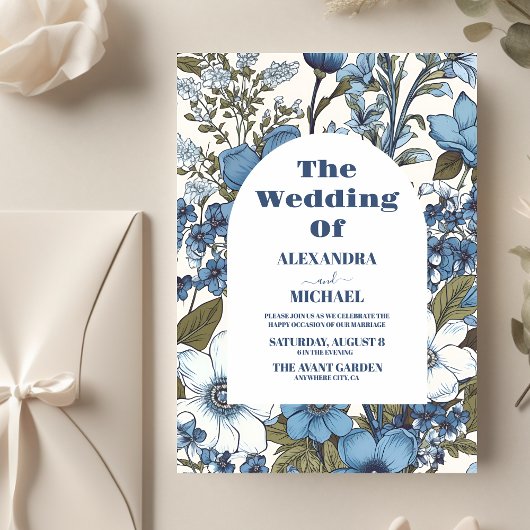 Papier Mariage Fleur sauvage de périphérique bleu budget