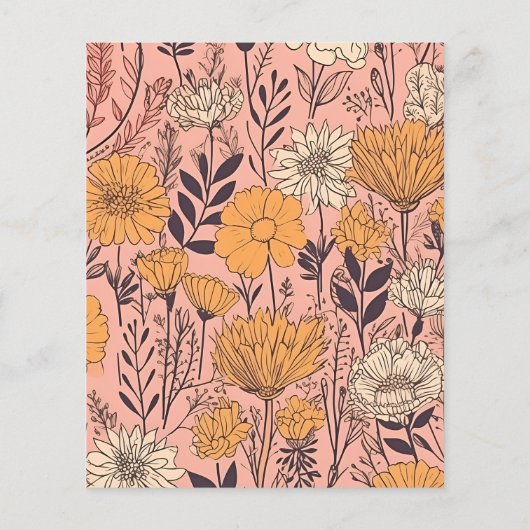 Papier Mariage Fleur sauvage rose jaune rose (Dos)