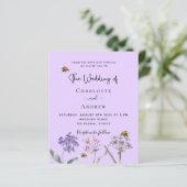 Papier Mariage fleur sauvage violet abeille budget invita (Debout devant)