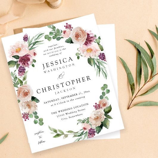 Papier Mariage Fleuris Rose et Champagne pas cher 2