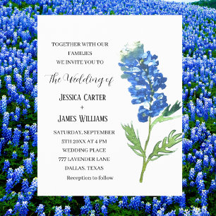Papier Mariage Floral Aquarelle aux Bleuets du Texas