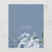 Papier Mariage Floral Aquarelle Bleu Poussiéreux Budget (Dos)