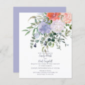 Papier Mariage Floral Aquarelle Rose Poudré et Bleu à Pet (Devant / Derrière)