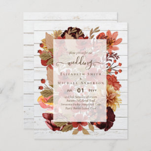 Papier Mariage Floral Automne - BUDGET Orange Bourgogne