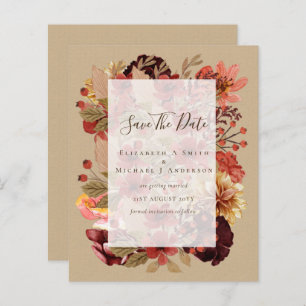 Papier Mariage Floral Automne - BUDGET Orange Bourgogne