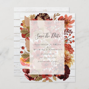 Papier Mariage Floral Automne - BUDGET Orange Bourgogne