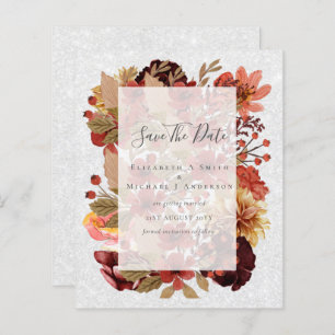 Papier Mariage Floral Automne - BUDGET Orange Bourgogne